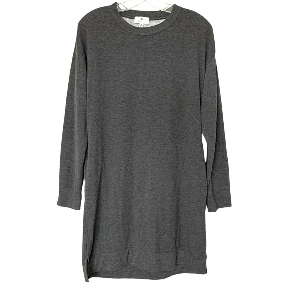 Socialite Sweater Dress, Crew Neck Knit Long Sleeve Shirt Dress Womens Sz S Grey